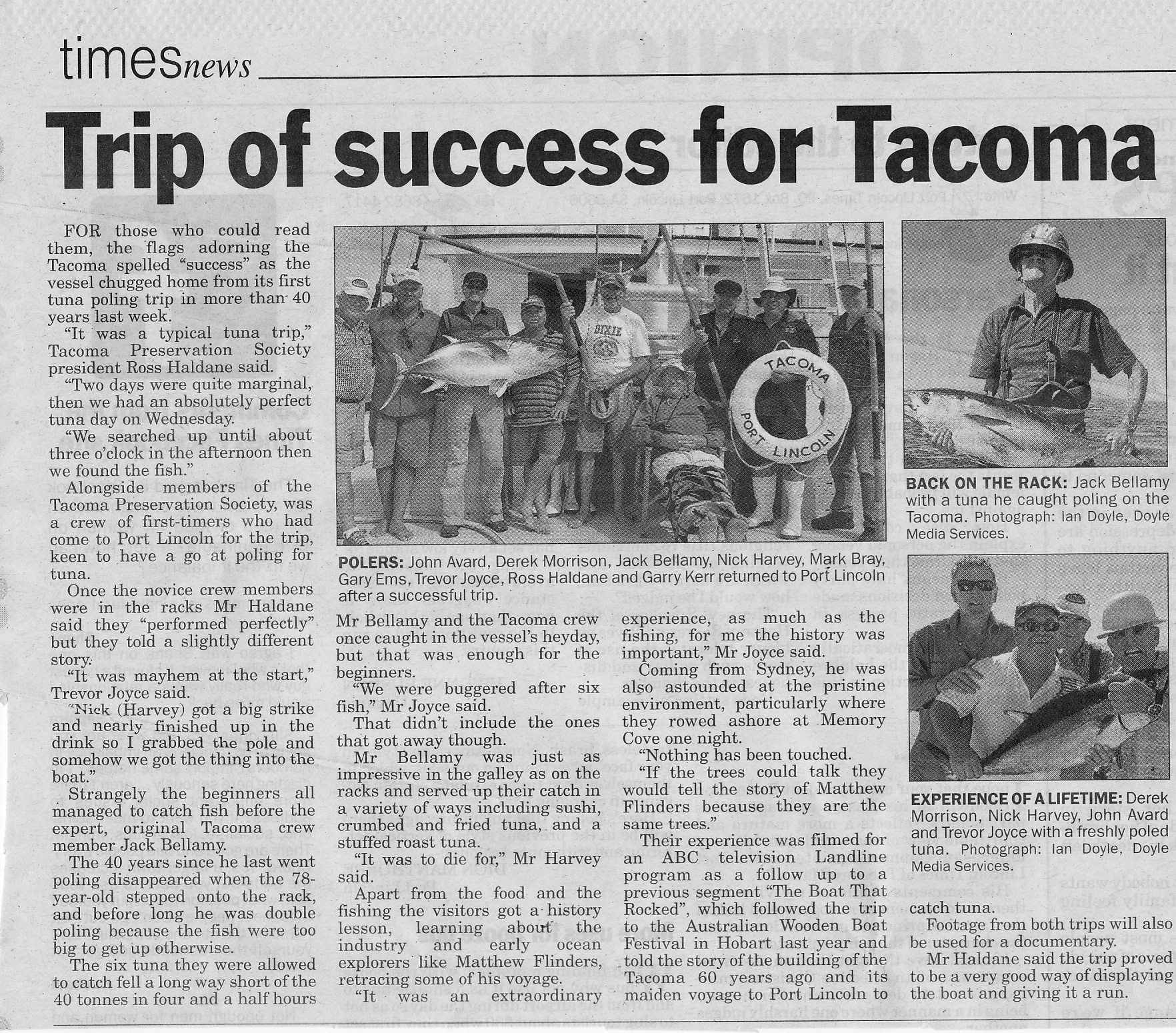 Trip of success for Tacoma - Port Lincoln Times